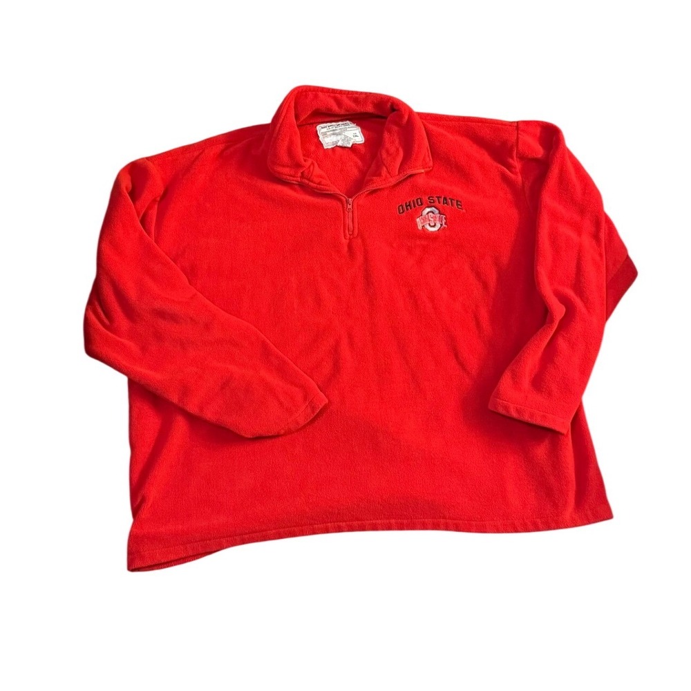 BIG BALL SPORTS Ohio State Buckeyes‎ Red Fleece 1/4 Zip Pullover Men's 2XL